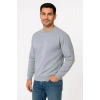 Erkek 3 İplik Pamuklu Düz Bisiklet Yaka SweatShirt - Gri