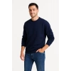 Erkek 3 İplik Pamuklu Düz Bisiklet Yaka SweatShirt - Lacivert