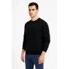 Erkek 3 İplik Pamuklu Düz Bisiklet Yaka SweatShirt - Siyah