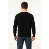 Erkek 3 İplik Pamuklu Düz Bisiklet Yaka SweatShirt - Siyah