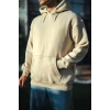 Erkek 3 İplik Pamuklu Kapüşonlu Basic SweatShirt Hoodie - Bej