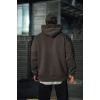Erkek 3 İplik Pamuklu Kapüşonlu Basic SweatShirt Hoodie - Füme