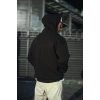 Erkek 3 İplik Pamuklu Kapüşonlu Basic SweatShirt Hoodie - Siyah