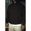 Erkek 3 İplik Pamuklu Kapüşonlu Basic SweatShirt Hoodie - Siyah