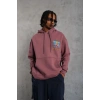 Erkek 3 İplik Pamuklu Kapüşonlu Baskılı Cepli Oversize Sweatshirt Hoodie - Gül Kurusu