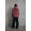 Erkek 3 İplik Pamuklu Kapüşonlu Baskılı Cepli Oversize Sweatshirt Hoodie - Gül Kurusu
