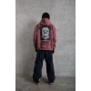 Erkek 3 İplik Pamuklu Kapüşonlu Baskılı Cepli Oversize Sweatshirt Hoodie - Gül Kurusu