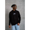 Erkek 3 İplik Pamuklu Kapüşonlu Baskılı Cepli Oversize Sweatshirt Hoodie - Siyah