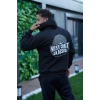 Erkek 3 İplik Pamuklu Kapüşonlu Baskılı Cepli Oversize Sweatshirt Hoodie - Siyah