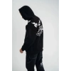 Erkek 3 İplik Pamuklu Kapüşonlu Baskılı Cepli Oversize Sweatshirt Hoodie - Siyah