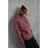 Erkek 3 İplik Pamuklu Kapüşonlu Baskılı Cepli Sweatshirt Hoodie - Gül Kurusu