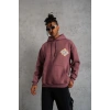 Erkek 3 İplik Pamuklu Kapüşonlu Baskılı Cepli Sweatshirt Hoodie - Gül Kurusu