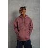 Erkek 3 İplik Pamuklu Kapüşonlu Baskılı Cepli Sweatshirt Hoodie - Gül Kurusu