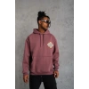Erkek 3 İplik Pamuklu Kapüşonlu Baskılı Cepli Sweatshirt Hoodie - Gül Kurusu