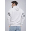 Erkek 3 İplik Pamuklu Kapüşonlu Baskılı SweatShirt hoodie - Beyaz