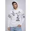 Erkek 3 İplik Pamuklu Kapüşonlu Baskılı SweatShirt hoodie - Beyaz