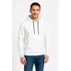 Erkek 3 İplik Pamuklu Kapüşonlu Kanguru Cepli SweatShirt hoodie - Beyaz