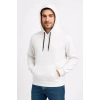 Erkek 3 İplik Pamuklu Kapüşonlu Kanguru Cepli SweatShirt hoodie - Beyaz