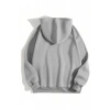Erkek 3 İplik Pamuklu Kapüşonlu Kanguru Cepli Sweatshirt Hoodie - Boyalı Gri