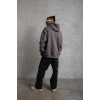 Erkek 3 İplik Pamuklu Kapüşonlu Kanguru Cepli Sweatshirt Hoodie - Gri