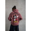 Erkek 3 İplik Pamuklu Kapüşonlu Kanguru Cepli Sweatshirt Hoodie - Gül Kurusu
