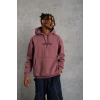 Erkek 3 İplik Pamuklu Kapüşonlu Kanguru Cepli Sweatshirt Hoodie - Gül Kurusu