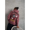 Erkek 3 İplik Pamuklu Kapüşonlu Kanguru Cepli Sweatshirt Hoodie - Gül Kurusu