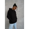 Erkek 3 İplik Pamuklu Kapüşonlu Kanguru Cepli Sweatshirt Hoodie -  Siyah