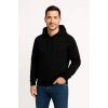 Erkek 3 İplik Pamuklu Kapüşonlu Kanguru Cepli SweatShirt hoodie - Siyah