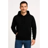 Erkek 3 İplik Pamuklu Kapüşonlu Kanguru Cepli SweatShirt hoodie - Siyah