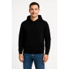 Erkek 3 İplik Pamuklu Kapüşonlu Kanguru Cepli SweatShirt hoodie - Siyah