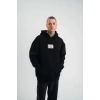 ERKEK 3 İplik Pamuklu Kapüşonlu Patchli Nakışlı Hoodie SweatShirt - Siyah