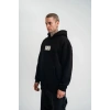 ERKEK 3 İplik Pamuklu Kapüşonlu Patchli Nakışlı Hoodie SweatShirt - Siyah