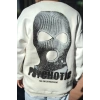 Erkek 3 iplik pamuklu Kışlık Bisiklet Yaka Baskılı SweatShirt - Beyaz