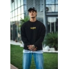 Erkek 3 iplik pamuklu Kışlık Bisiklet Yaka Baskılı SweatShirt - Siyah