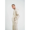 ERKEK  3 iplik Pamuklu Oversize Kapşonlu Yıkamalı SweatShirt Hoodie - Krem