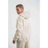 ERKEK  3 iplik Pamuklu Oversize Kapşonlu Yıkamalı SweatShirt Hoodie - Krem