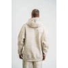 ERKEK  3 iplik Pamuklu Oversize Kapşonlu Yıkamalı SweatShirt Hoodie - Krem