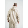 ERKEK  3 iplik Pamuklu Oversize Kapşonlu Yıkamalı SweatShirt Hoodie - Krem