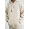 ERKEK  3 iplik Pamuklu Oversize Kapşonlu Yıkamalı SweatShirt Hoodie - Krem
