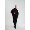 Erkek 3 İplik Pamuklu Oversize Kapüşonlu Nakışlı Hoodie SweatShirt - Siyah