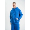 ERKEK 3 İplik Pamuklu Oversize Kapüşonlu Yıkamalı Hoodie SweatShirt - Mavi