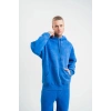 ERKEK 3 İplik Pamuklu Oversize Kapüşonlu Yıkamalı Hoodie SweatShirt - Mavi