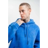 ERKEK 3 İplik Pamuklu Oversize Kapüşonlu Yıkamalı Hoodie SweatShirt - Mavi