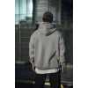 Erkek 3 İplik Penye Kapüşonlu Basic SweatShirt Hoodie - Boyalı Gri