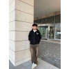 Erkek 3 iplik Samuray kapüşonlu ZIP Fermuarlı SweatShirt Hoodie - Siyah