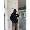 Erkek 3 iplik Samuray kapüşonlu ZIP Fermuarlı SweatShirt Hoodie - Siyah