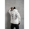 Erkek 98 Baskılı Kapşonlu 3 iplik pamuklu Sweatshirt hoodie - Beyaz