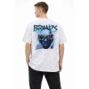 Erkek Asit Yıkamalı Oversize Tişört Bisiklet Yaka Kısa Kol T-shirt - Beyaz