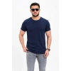 Erkek Basic Tişört Bisiklet Yaka Kısa Kol Günlük Yazlık Slim fit T-Shirt - Lacivert
